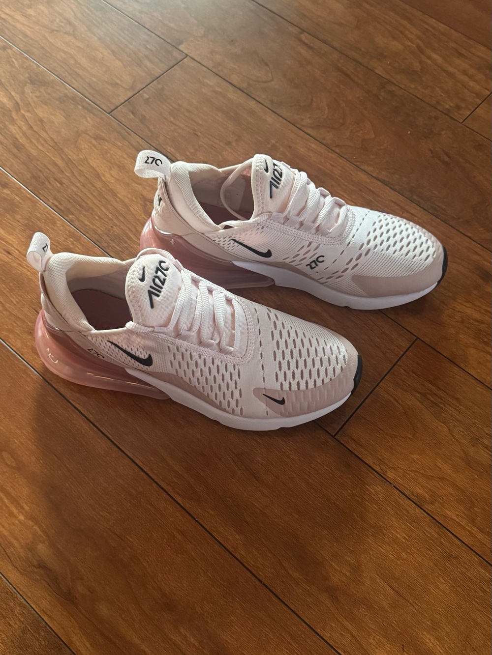 Nike Air Max 270 Women’s Sneakers - White with Pink Accents - Picture 1 of 9